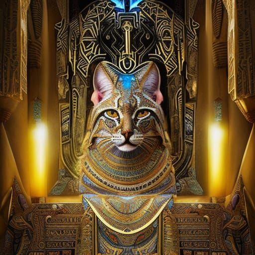 Egyptian Lynx Pharoah - AI Generated Artwork - NightCafe Creator