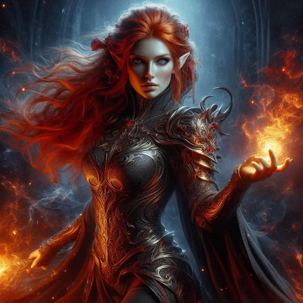 Elven fire sorceress - AI Generated Artwork - NightCafe Creator