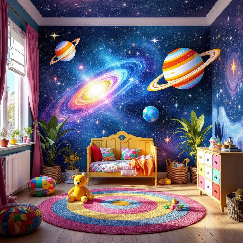 Whimsical Children's Room with Astral Projections