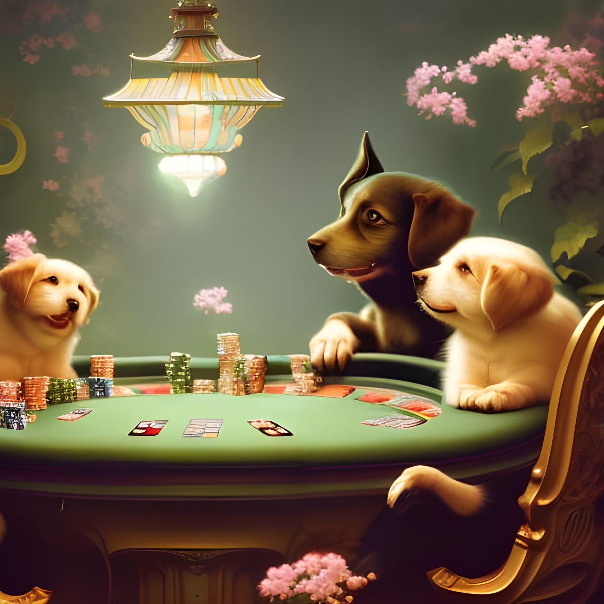 Lexica  a painting of hipster dog playing poker