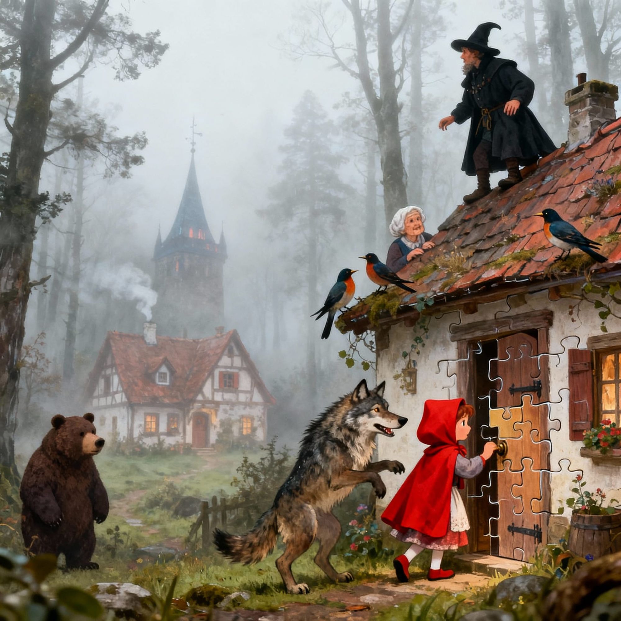 Change the image  in a Jigsaw puzzle , let the style the same 