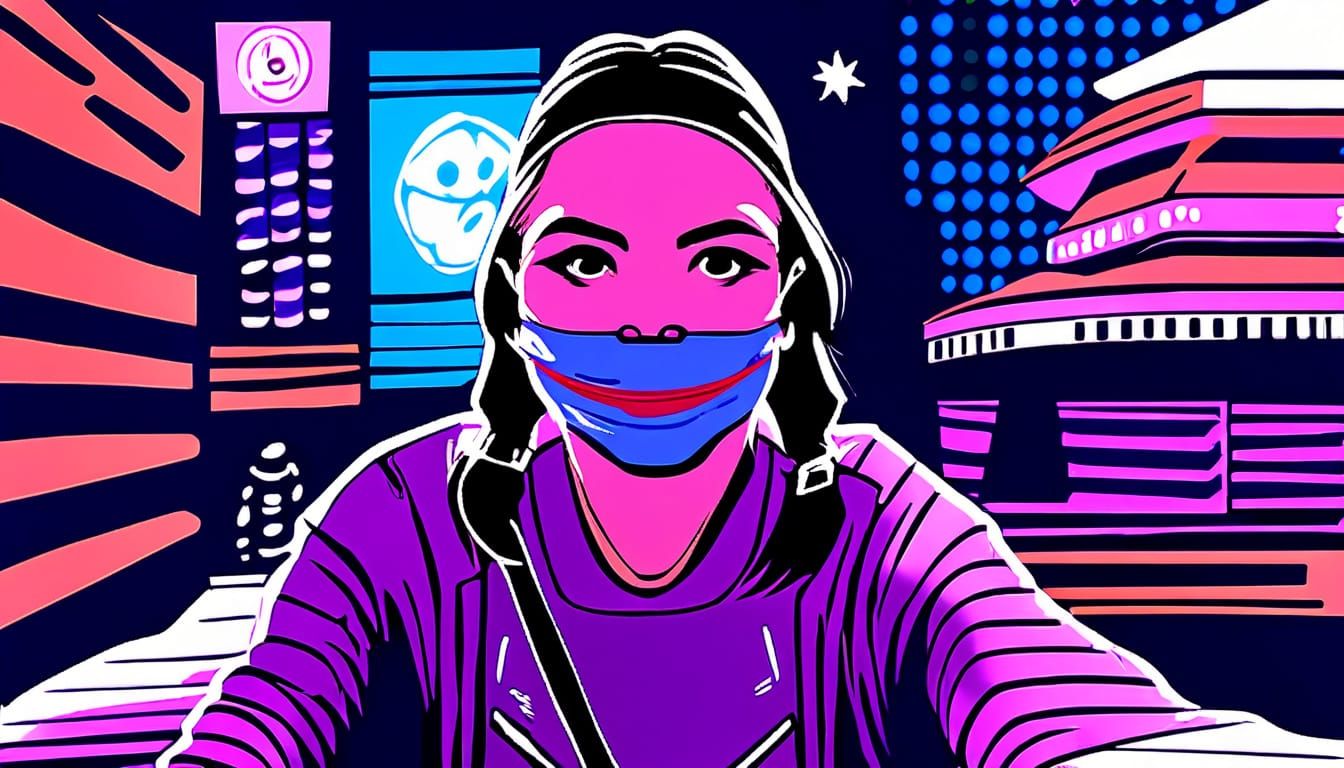 Whimsical Anime Girl Gazing at Fireworks