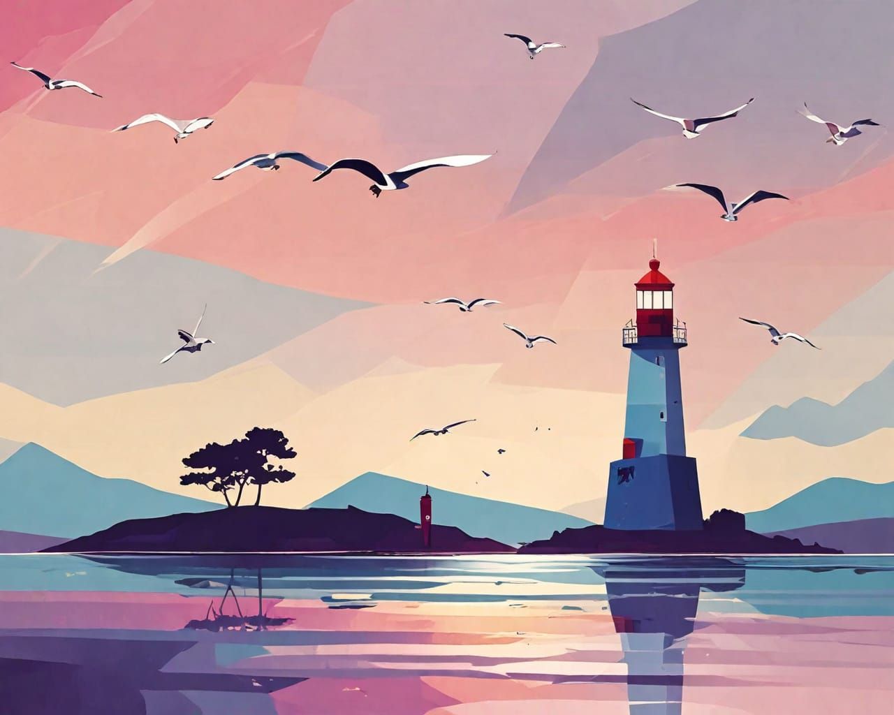 Lighthouse. Abstract scene.