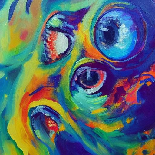 Luminous Elf Eyes in a Neo-Impressionist Floral Scene