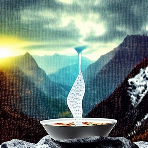cup of water falling from the sky very dramatically with a p...