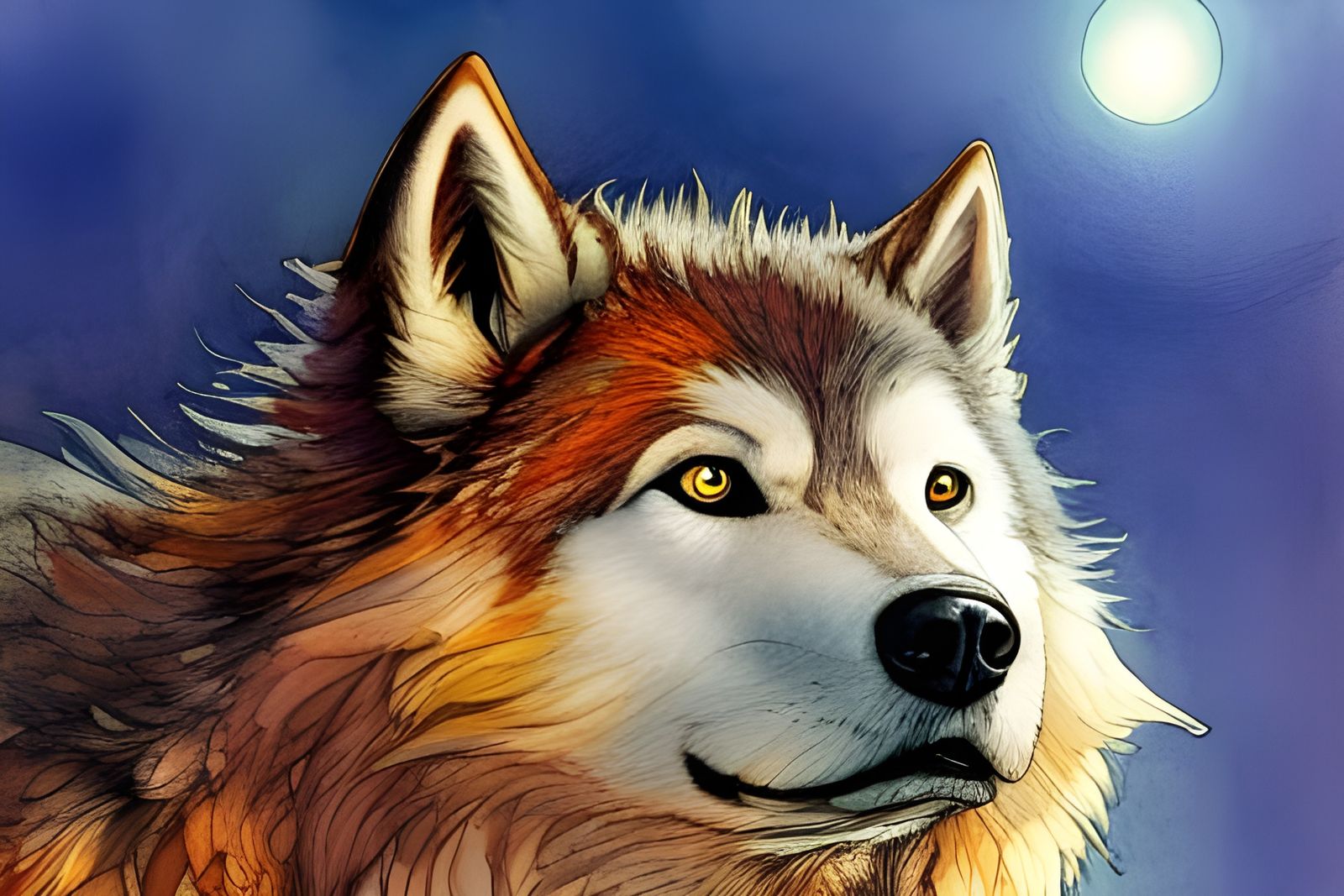 Direwolf in moonlight  by @Harmanna