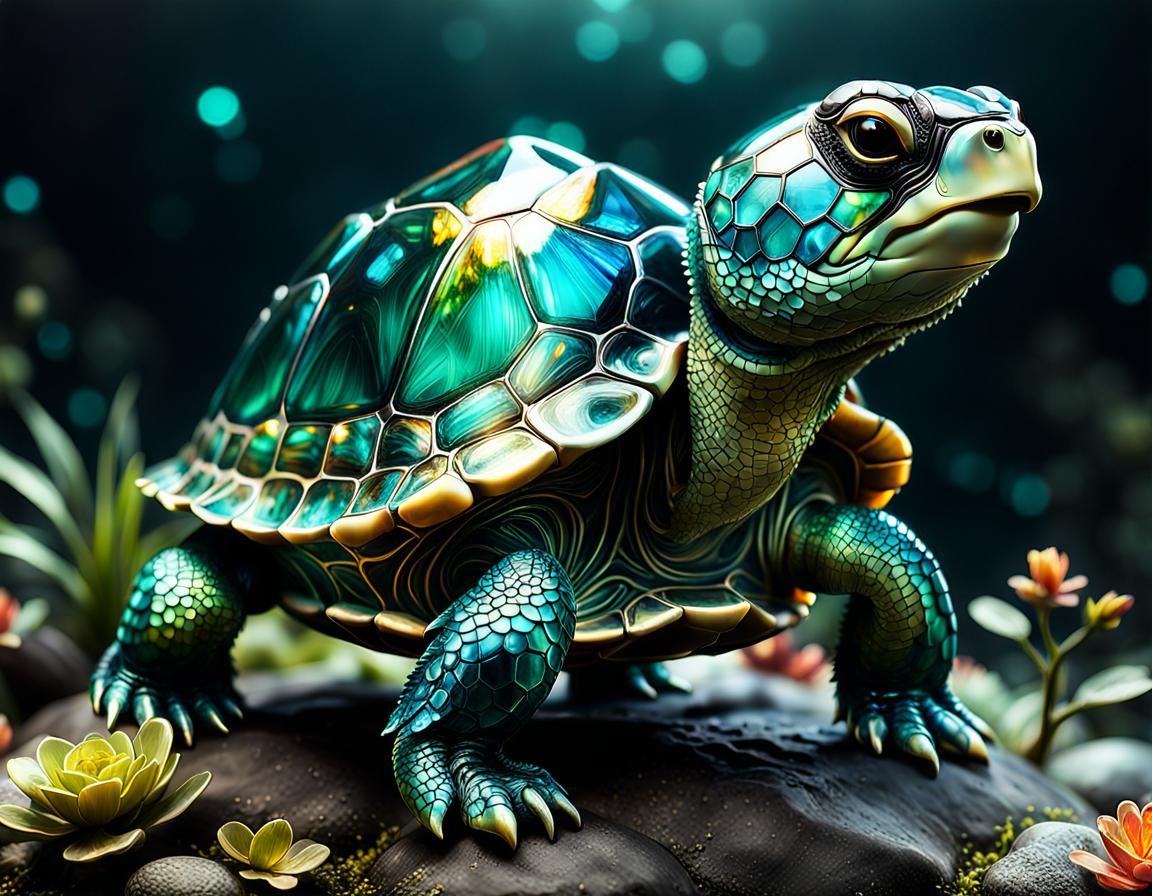 Green Glassy Turtle  by @ScorpionAI