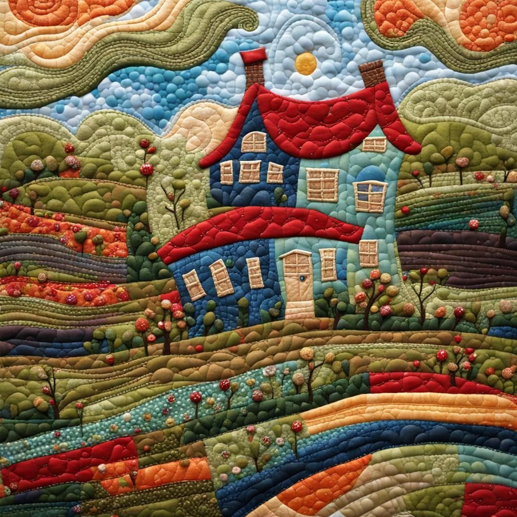 textured quilted landscape the very crooked house