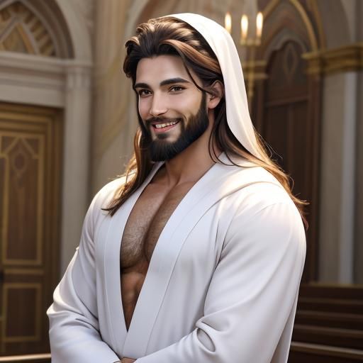 in white robe