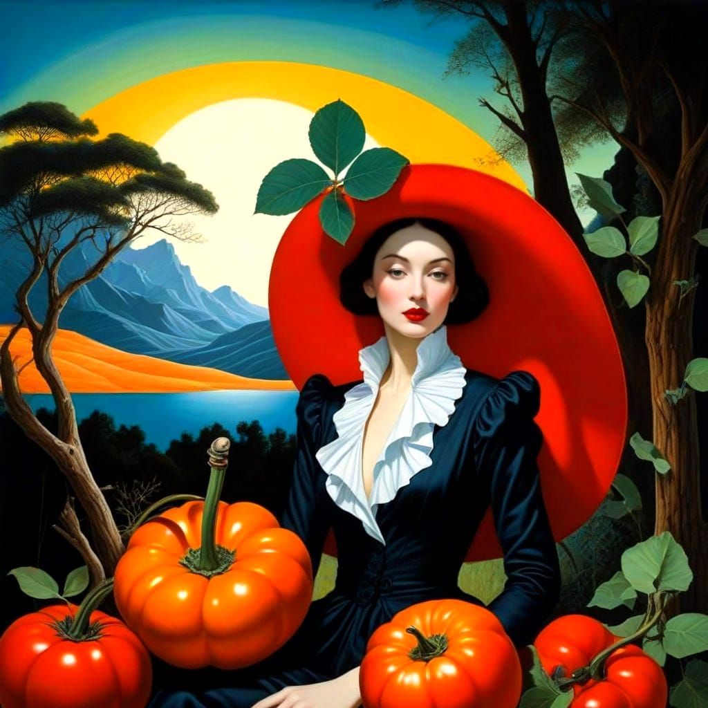 Mystical Surreal Landscape with Elegant Silhouette