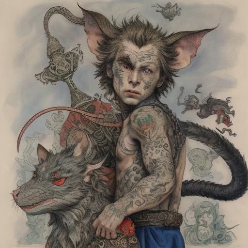 Brave rat with dragon head tattoo
Tattooed rat by Rubens, Eg...