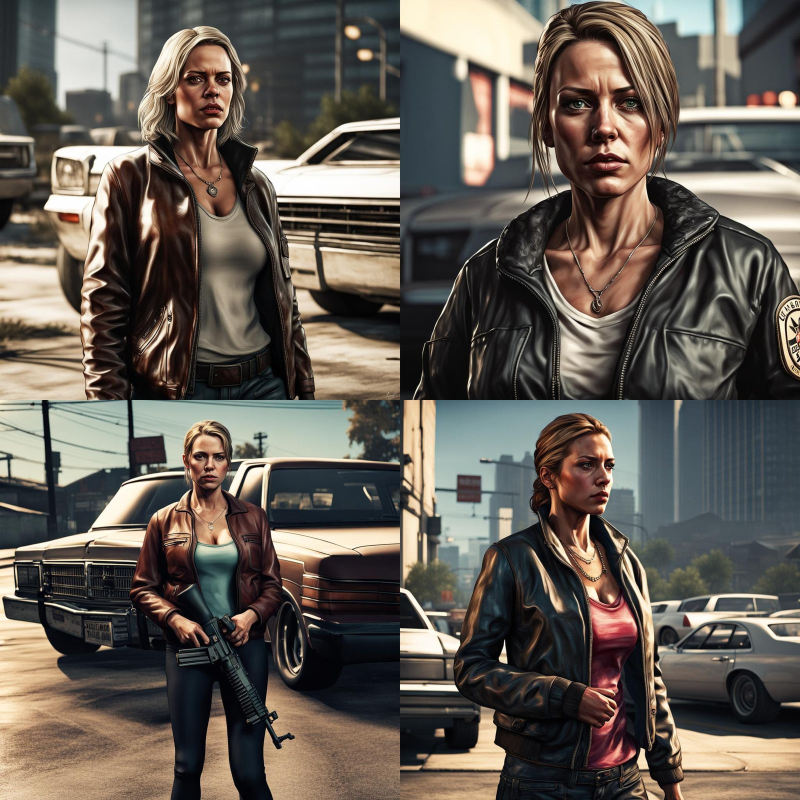 Jenilee Harrison as a GTA character filmic intricate details...