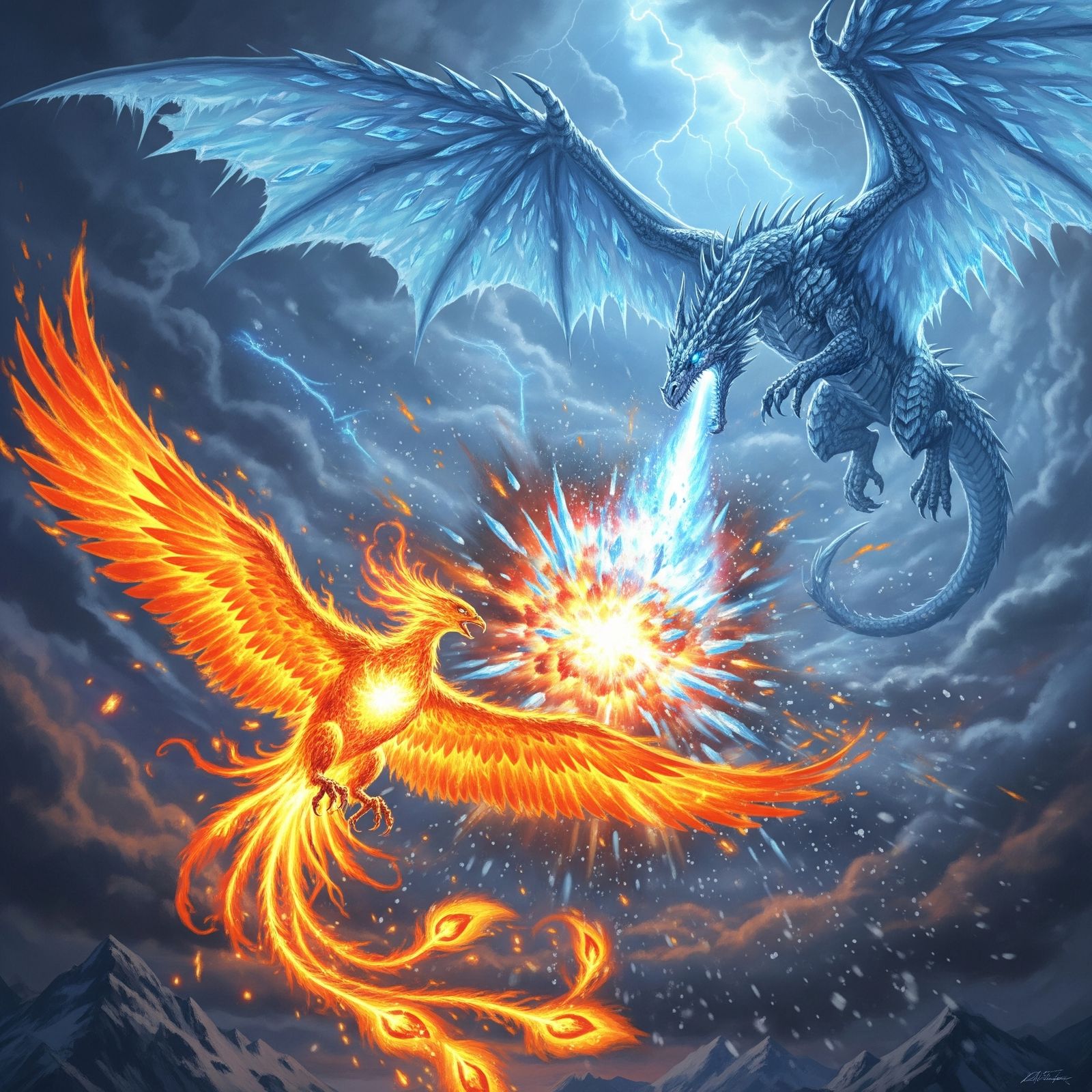 Phoenix of Fire vs Dragon of Ice