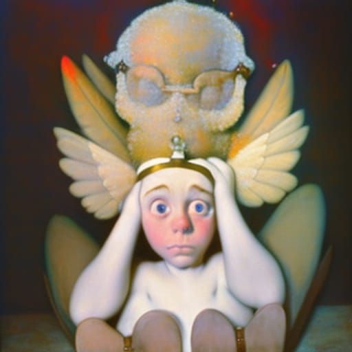 Surreal Augur of Truth in Mixed Media Style