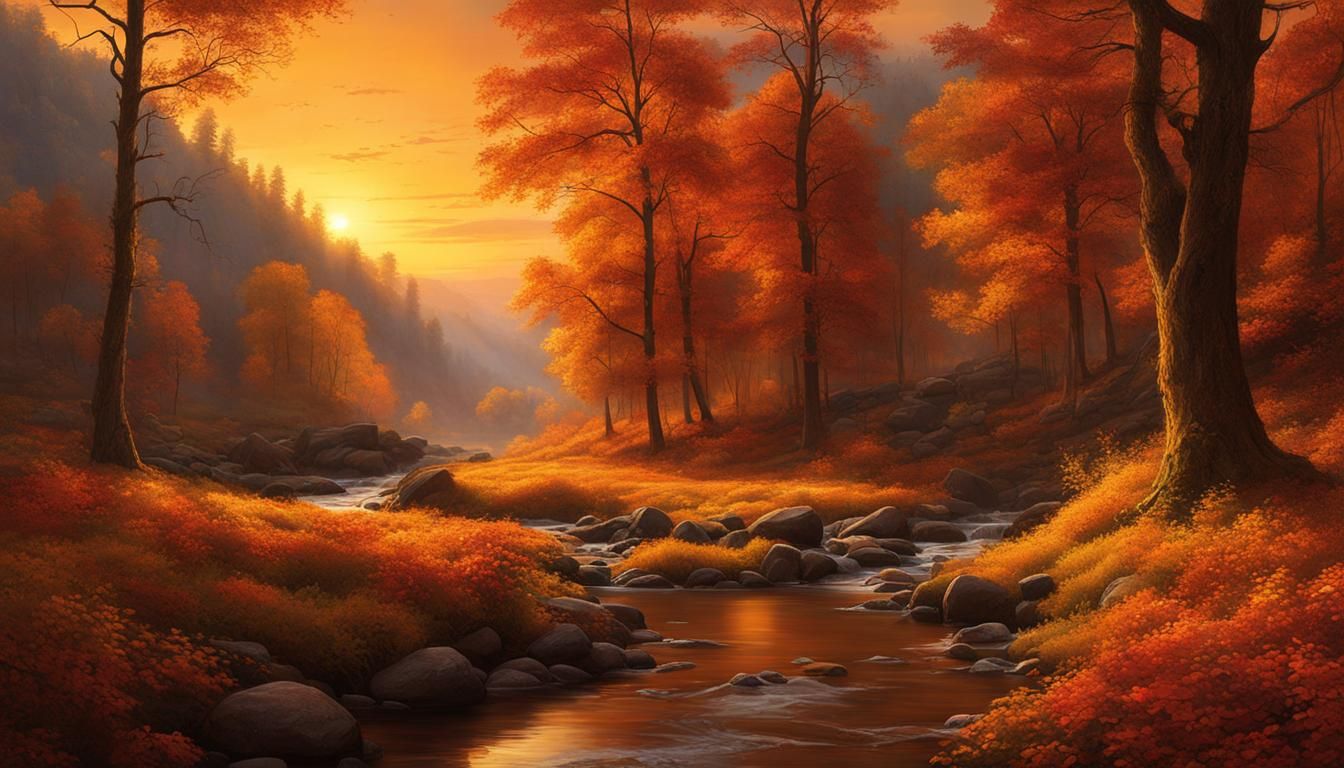 Herbstlandschaft, warme Farben, 16:9 Template (1/4) - AI Generated ...