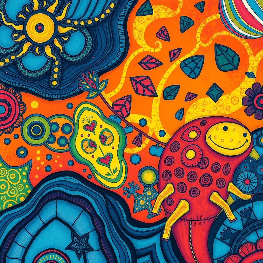 Vibrant Gouache Background in Children's Book Style