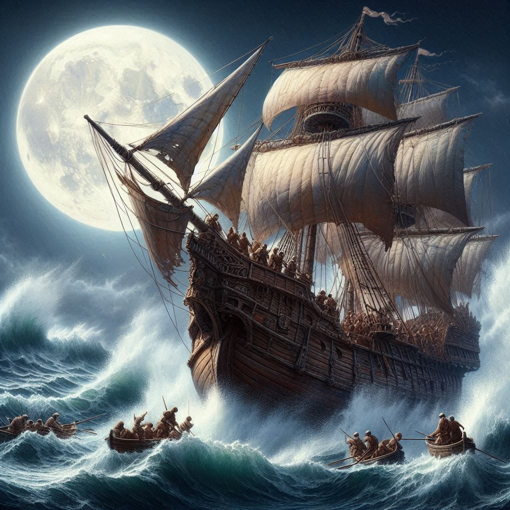 Boat in the Sea with Tempest