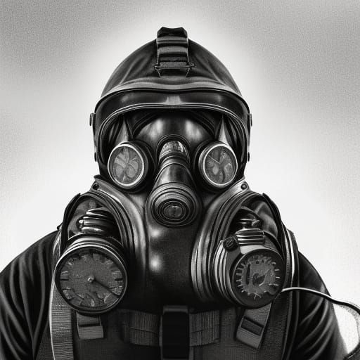 Prepper male wearing a gas mask - AI Generated Artwork - NightCafe Creator