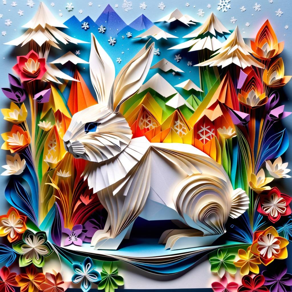 Kirigami rabbit - AI Generated Artwork - NightCafe Creator