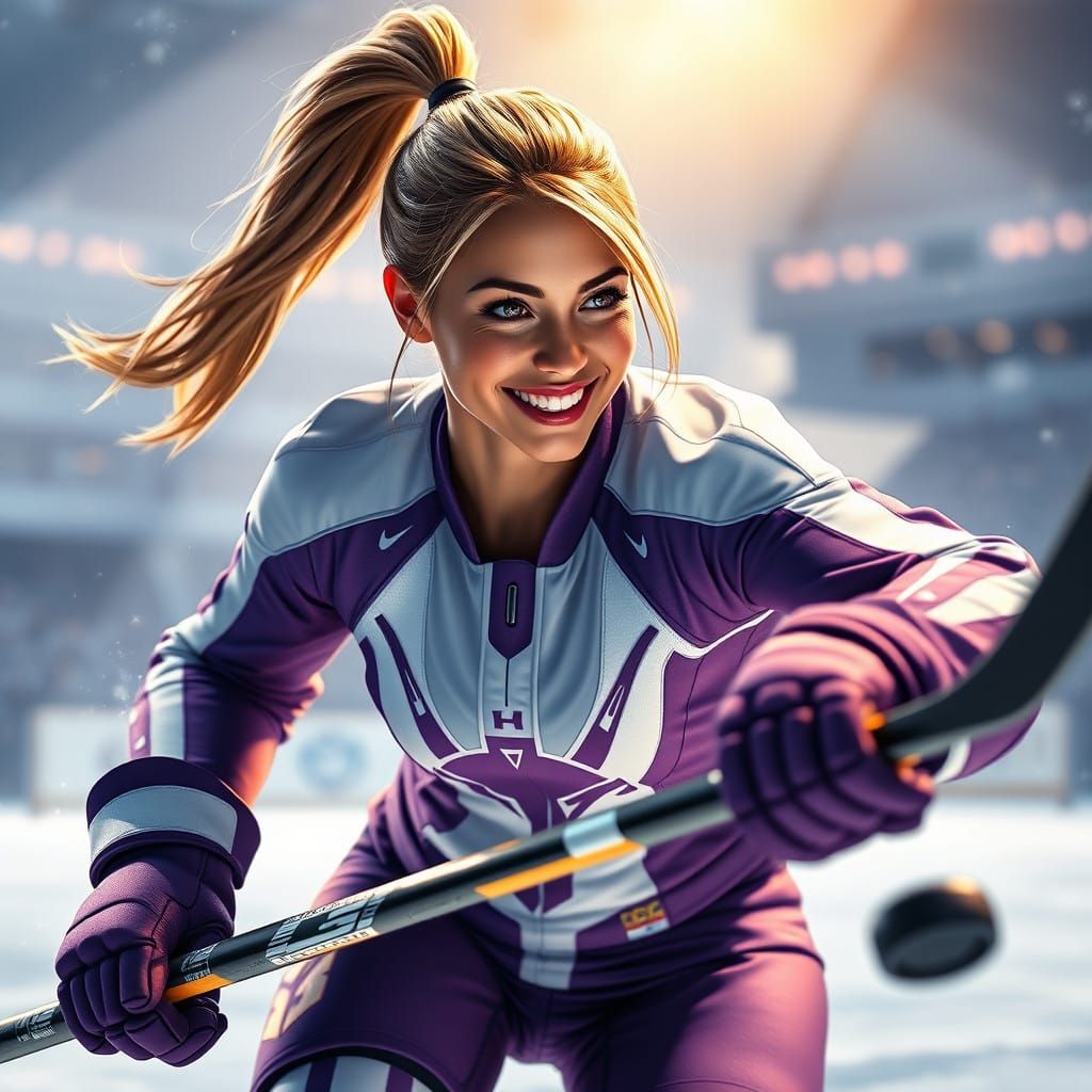 Futuristic Hockey Player in Action