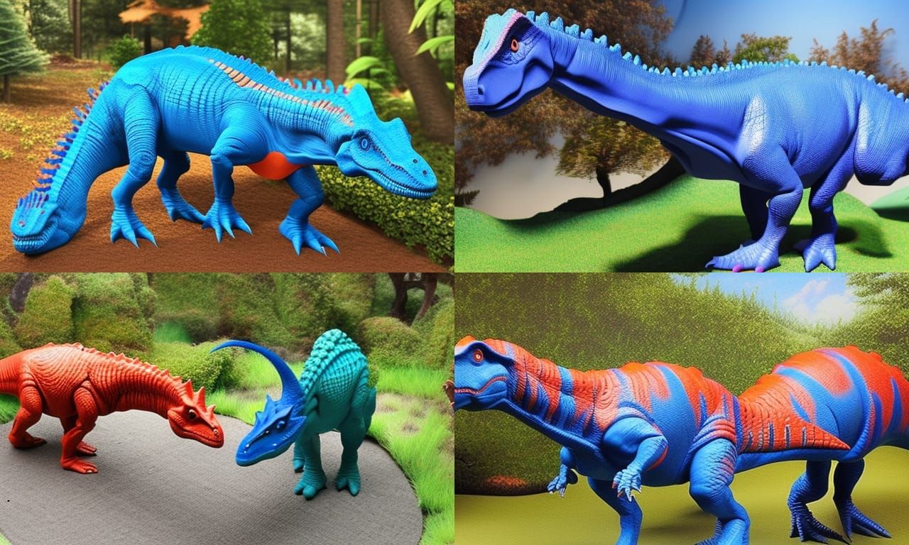 realistic lifelike blue, red, orange, lifelike plastic model...