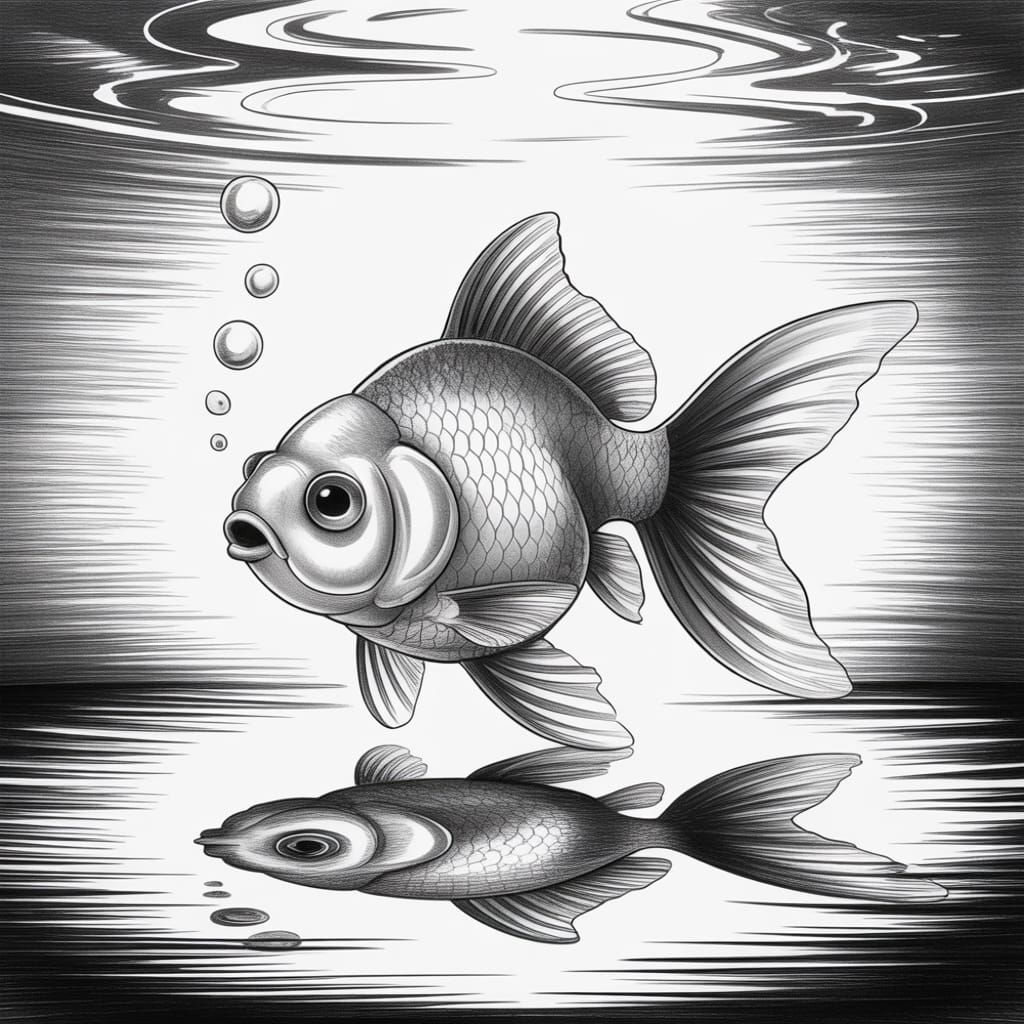 A picture of a cat chasing a fish - Start Image 1