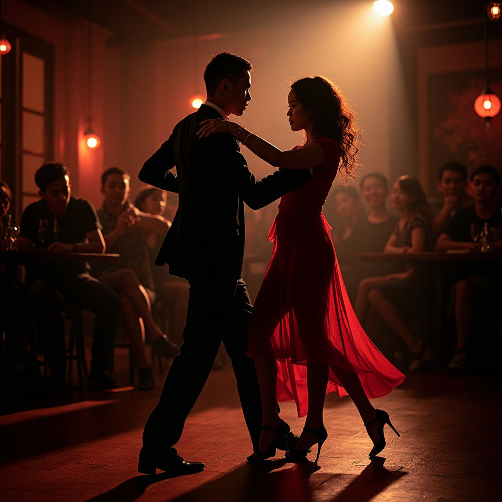 Taiwanese Tango Lesson in Dramatic Lighting