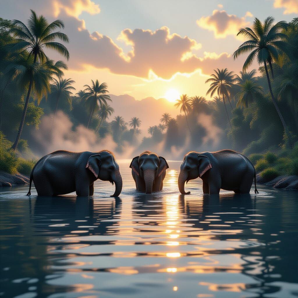 Powerful phoenix rising from water glowing - Start Image 2