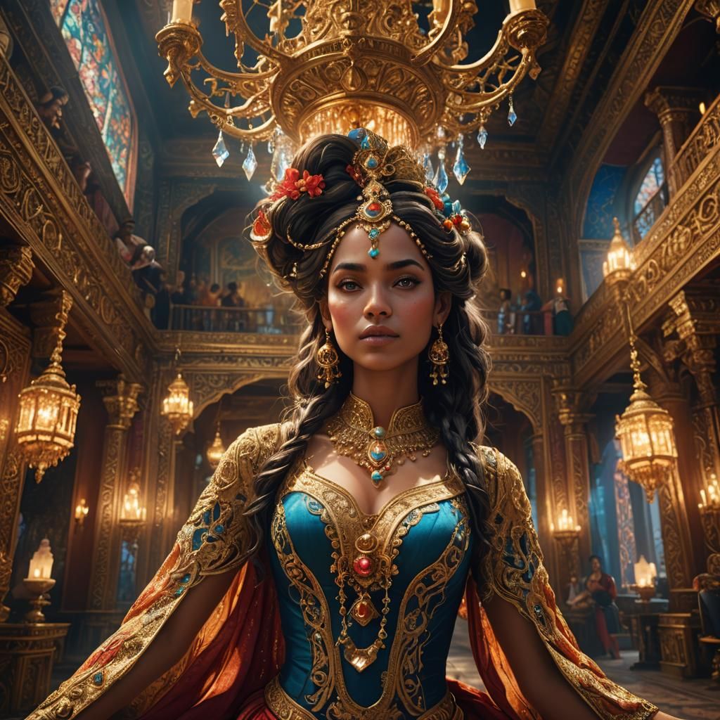 Magical Genie in Ornate Palace: Fantasy Concept Art
