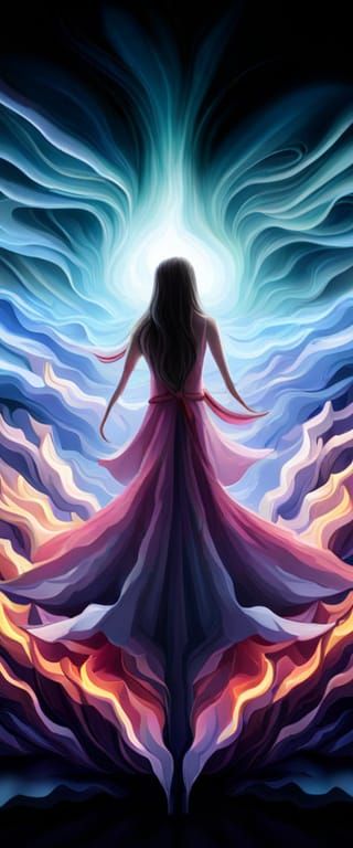 A girl sitting on a lily reaching for the stars, she knows n...