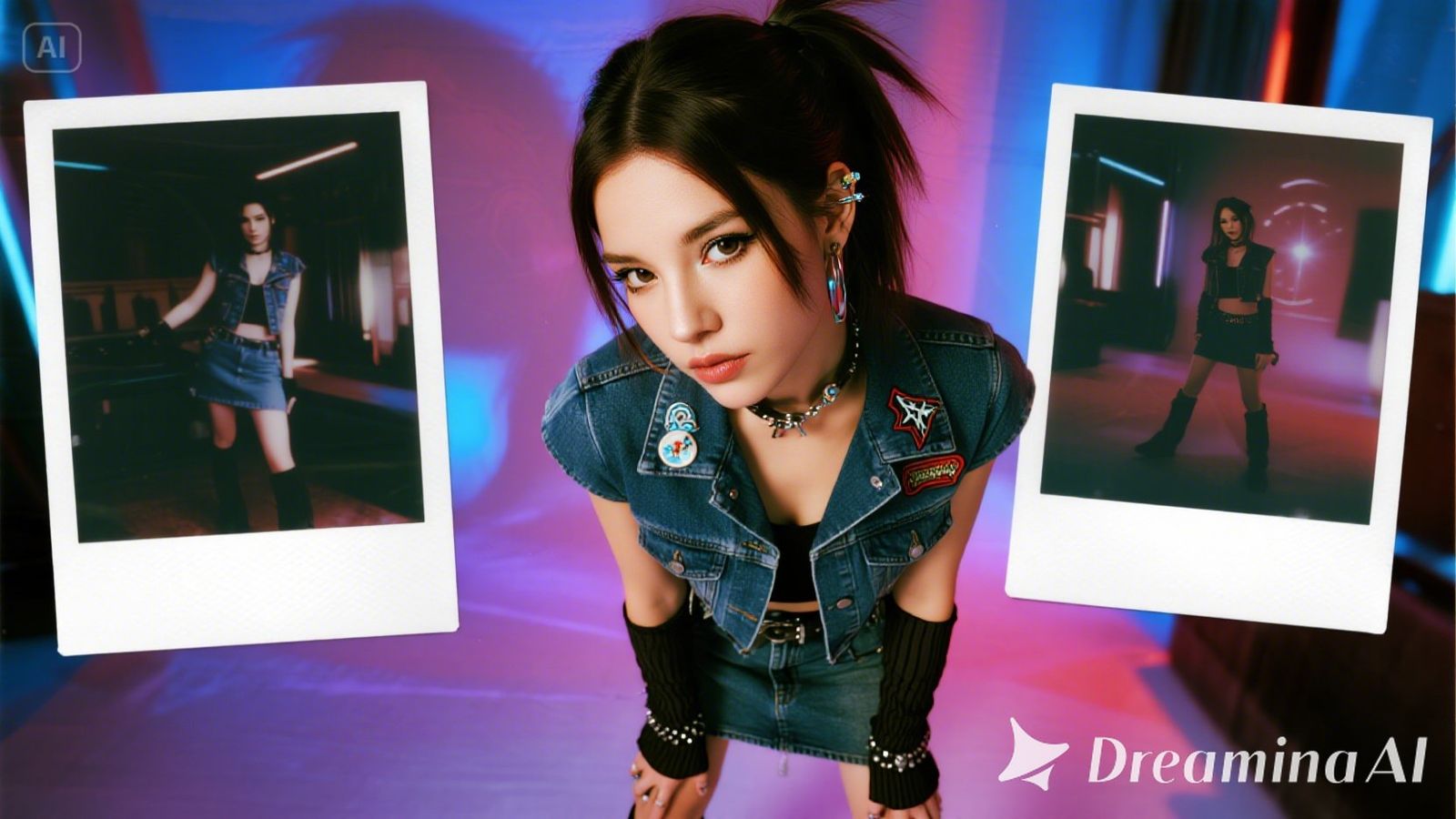 80's punk girl with cute-punk mix outfit