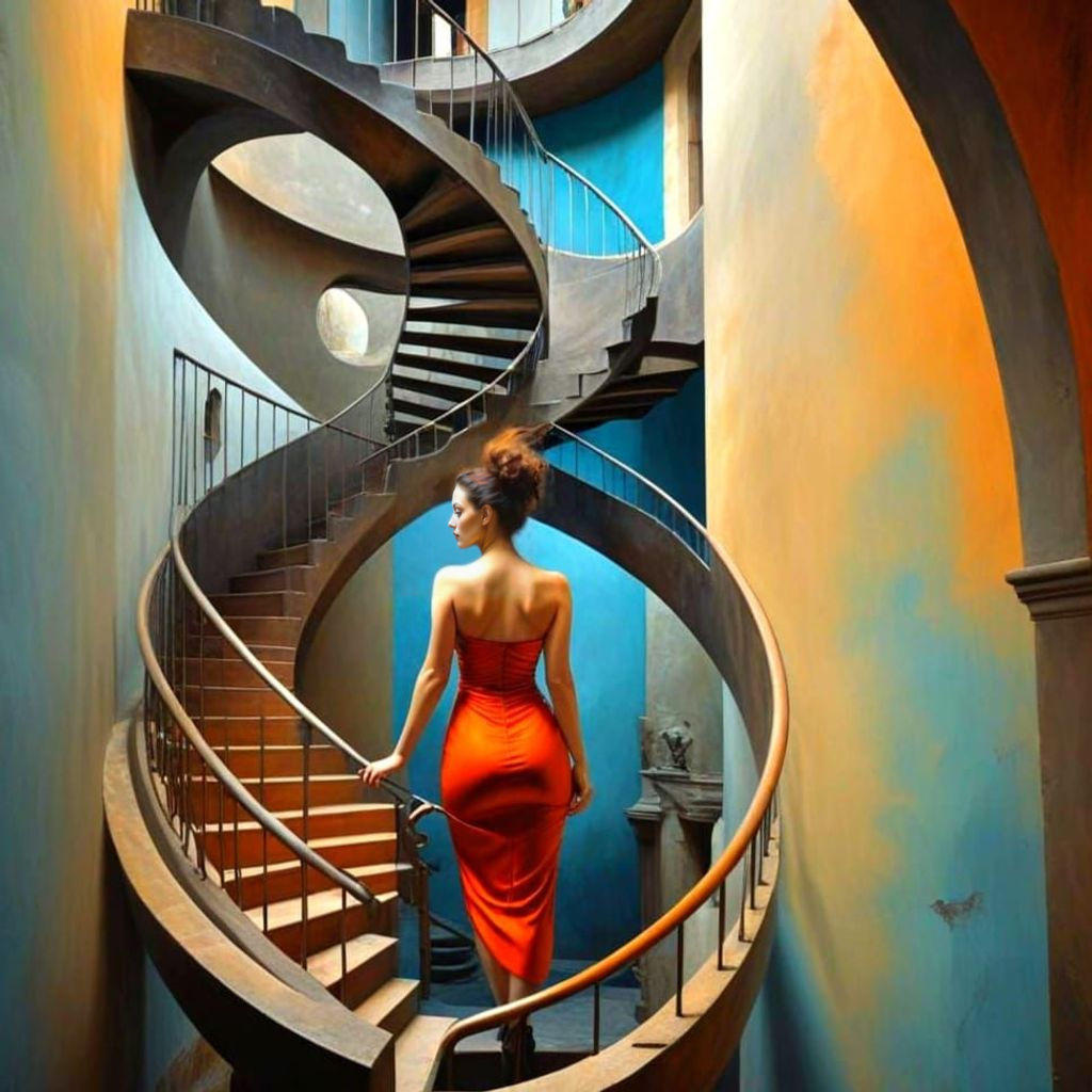 Medieval Lady in Surrealistic Hyperrealistic Scene