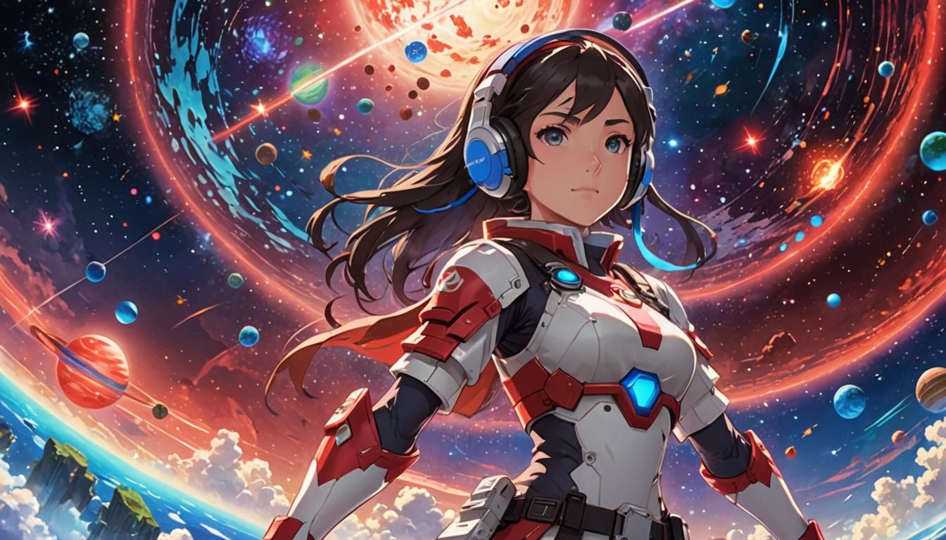 Cinematic Anime Style. Full body shot. A Nintendo Switch girl with