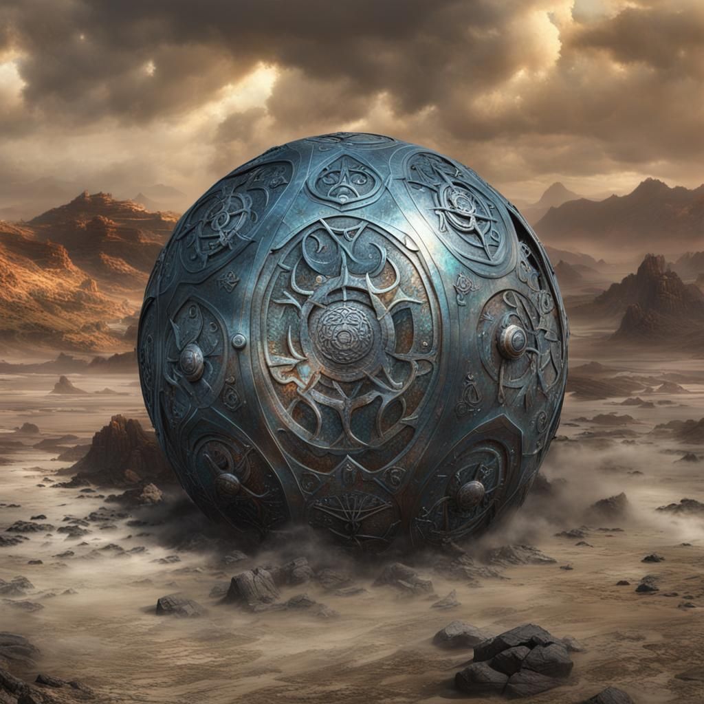 It's an orb made of steel. It's decorated with strange symbo...