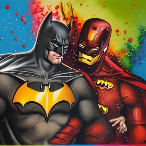 Batman fighting ironman