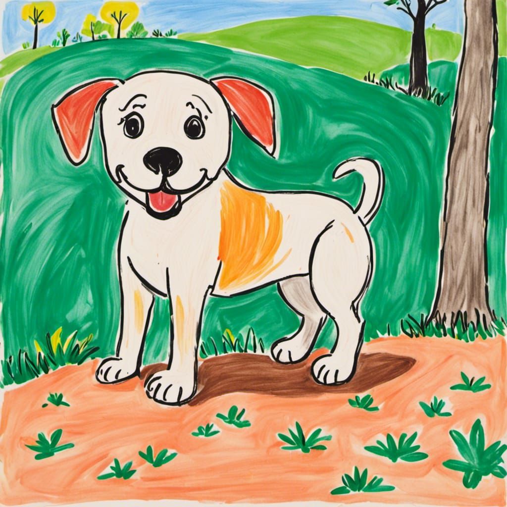 <lora:Keiki:1.0>a toddler's drawing of a dog at a park 