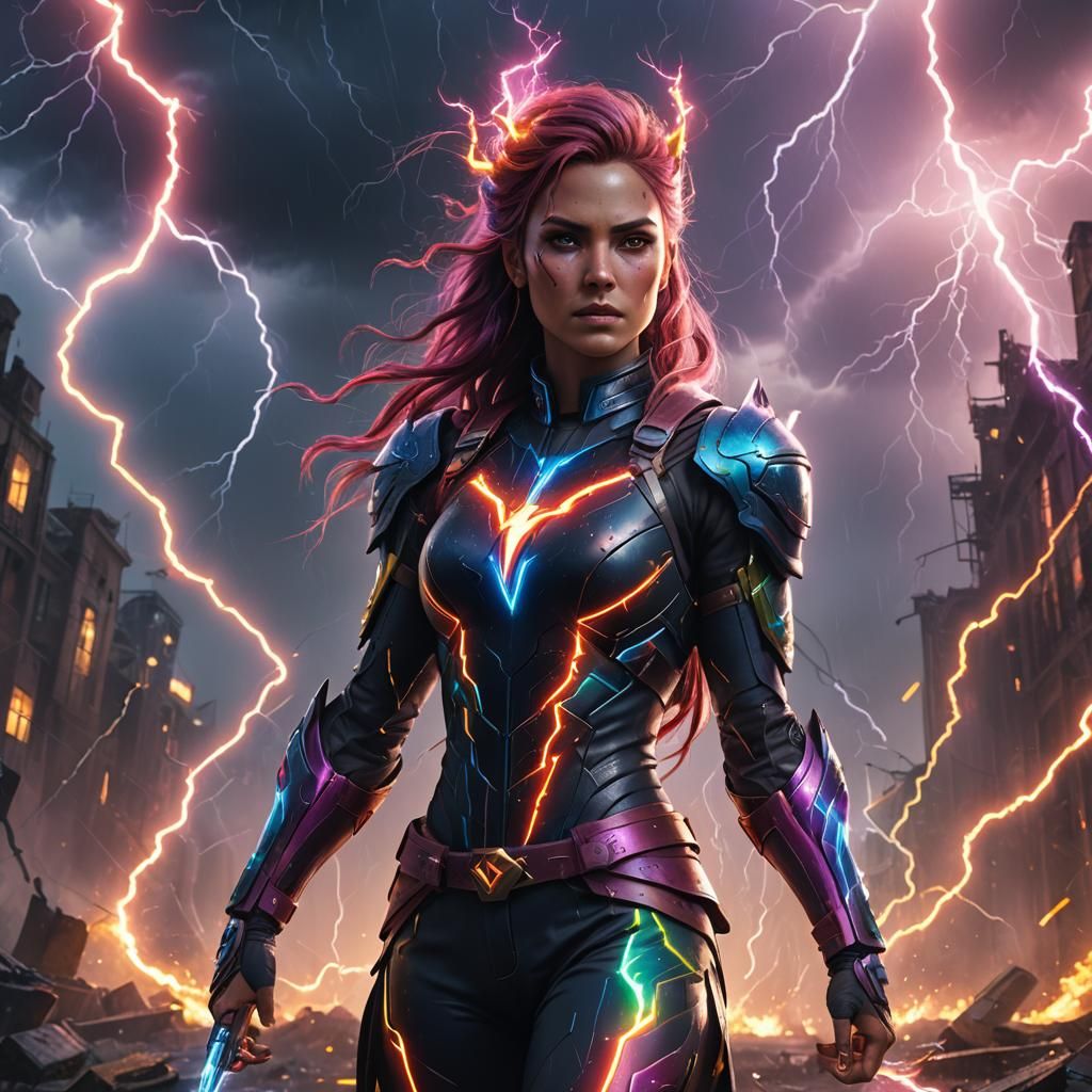 Rainbow lightning girl