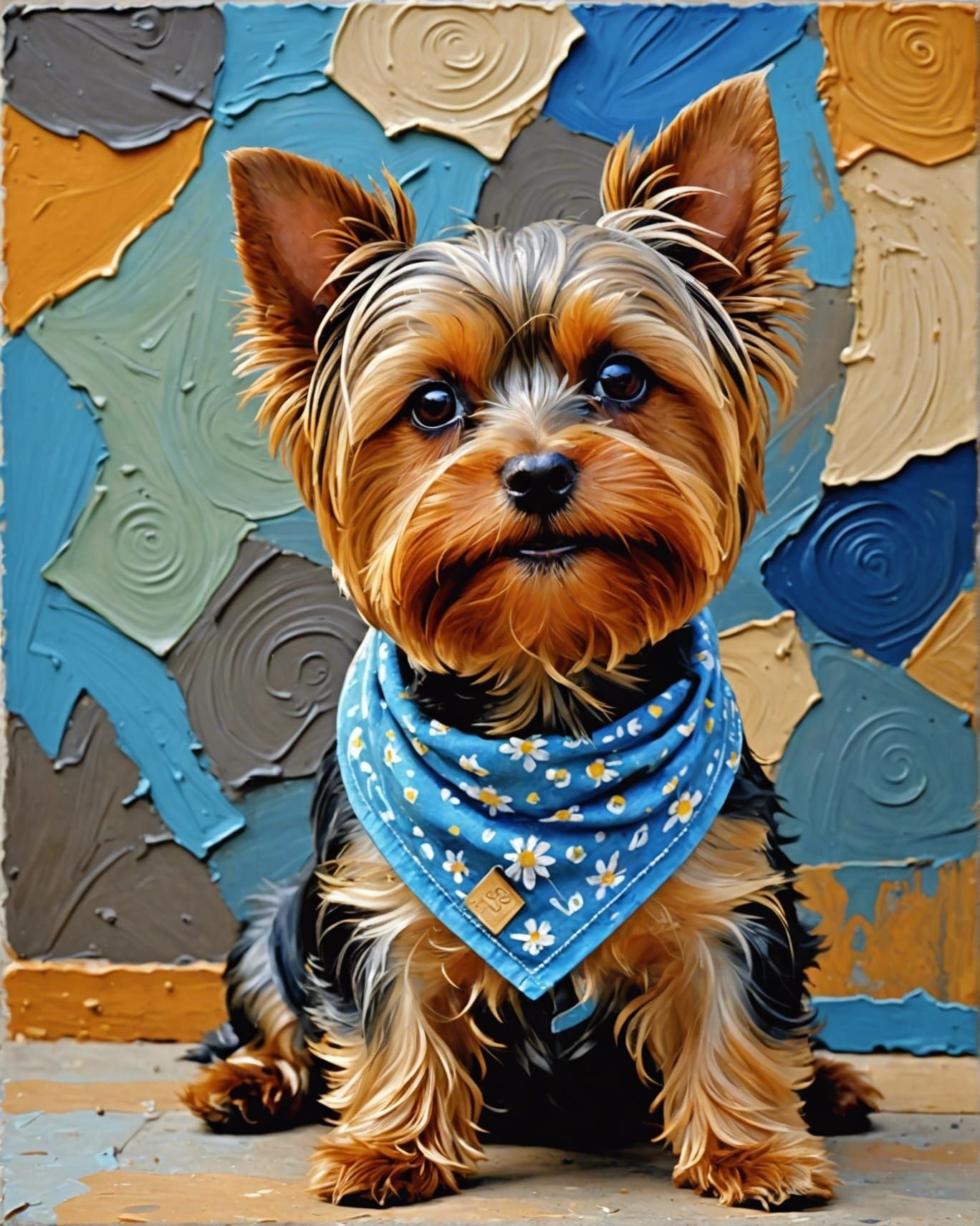 Mr Snuggles, bandana-wearing Yorkshire Terrier, posing while...