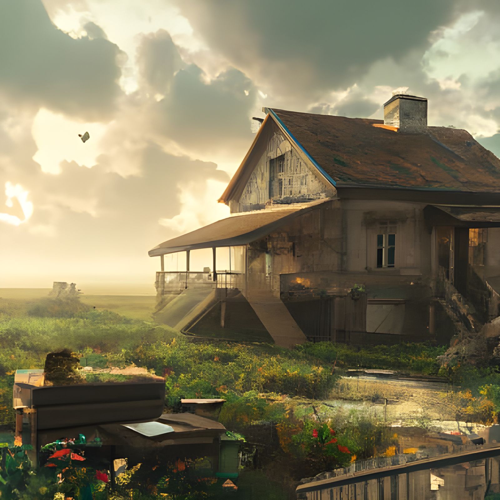 A peaceful Farmhouse and its garden undefined