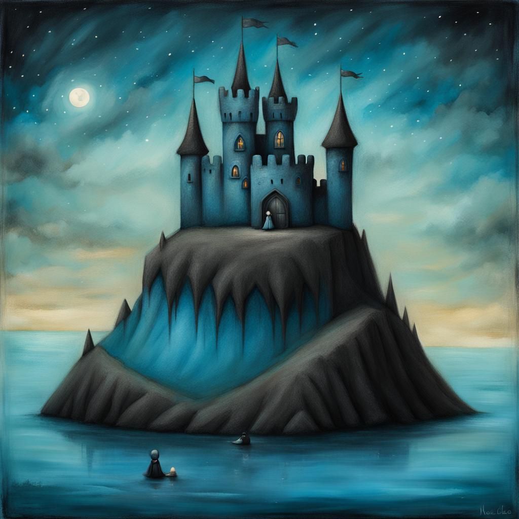 The blue castle on the sea - AI Generated Artwork - NightCafe Creator