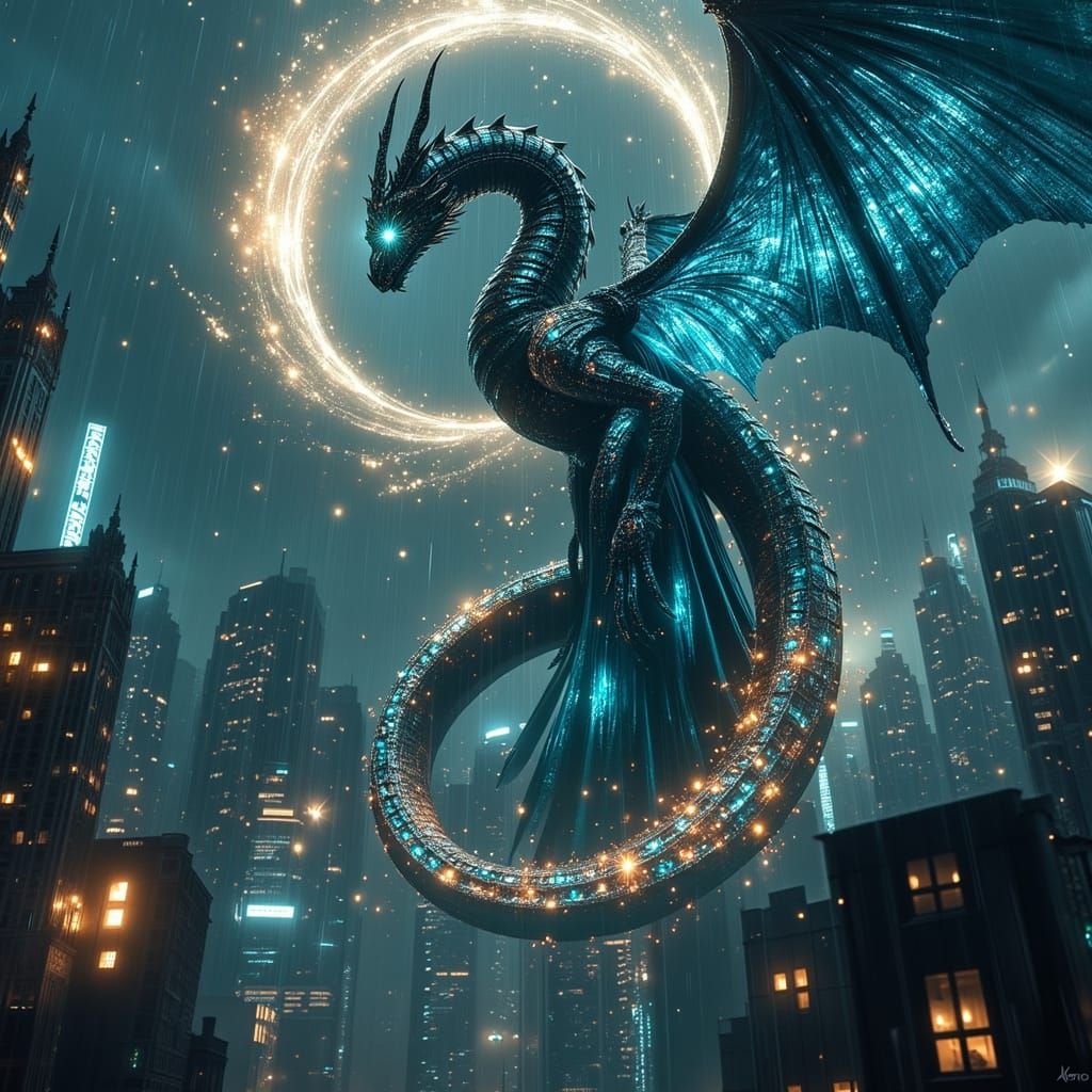  majestic dragon with iridescent scales