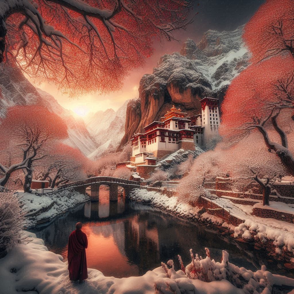 Monk and the mountains