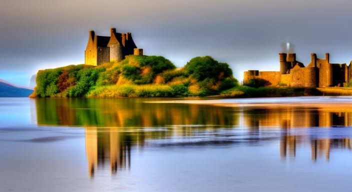 Medieval Eilean Donan Castle At Sunrise (Impressionism) #13