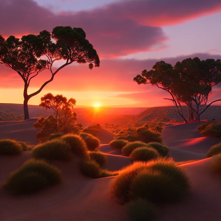 Sunset in Australian outback