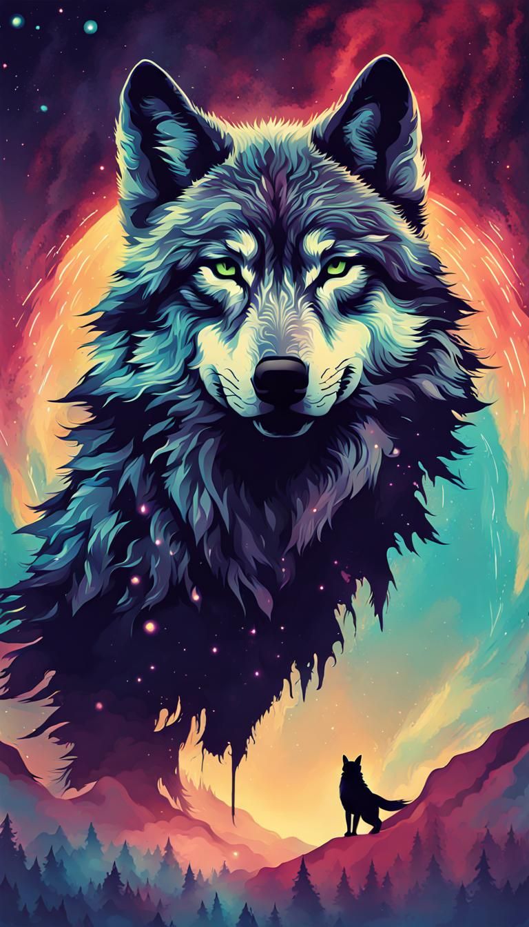 Galactic Wolf Wallpaper - AI Generated Artwork - NightCafe Creator