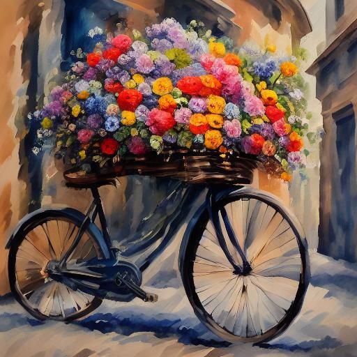 <lora:XDflowers:1.0> a bicycle with flowers on it