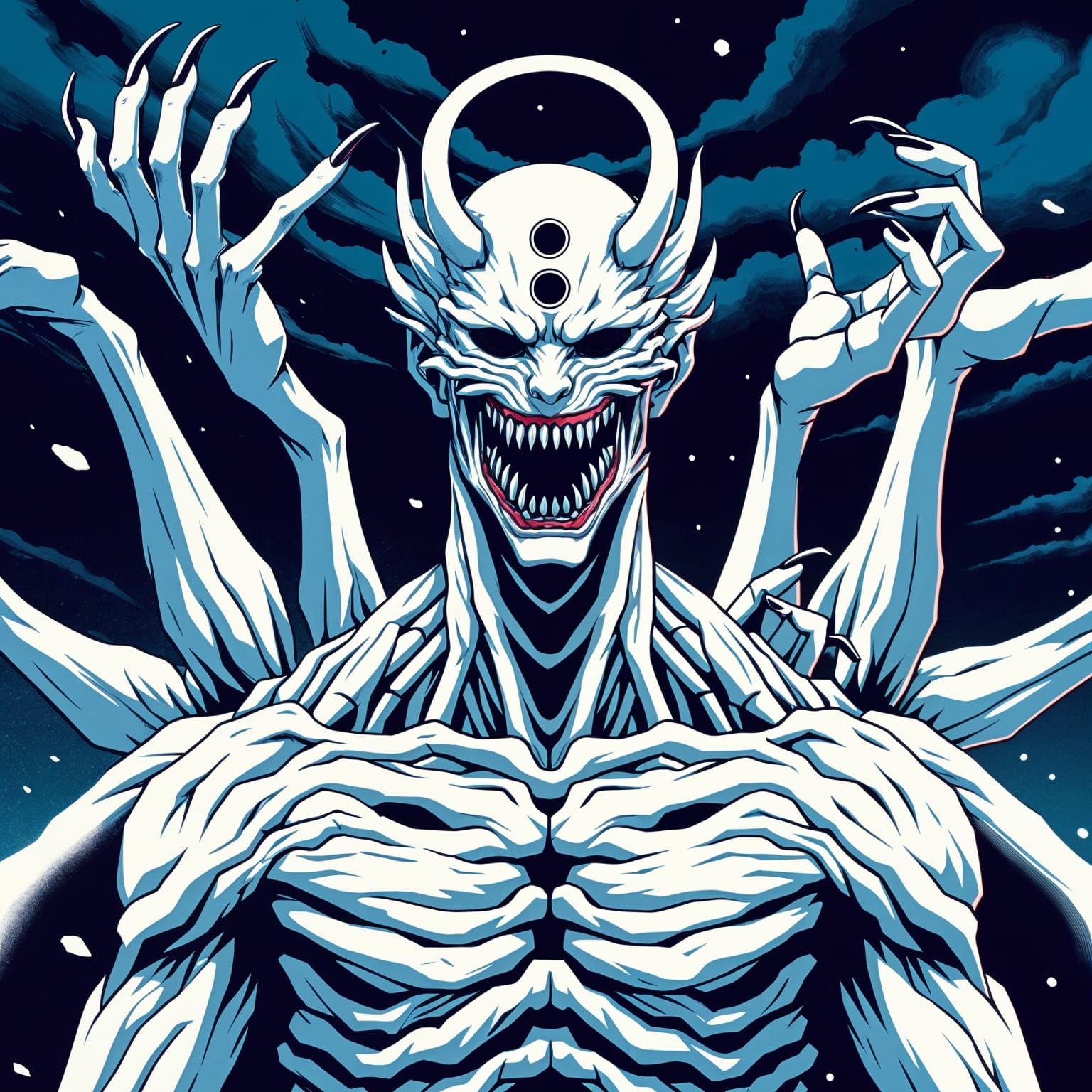 Retro Anime-Style Monster Portrait in Cel-Shaded Illustratio...