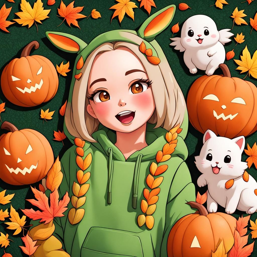 Halloween Anime: A Surreal and Vibrant Scene