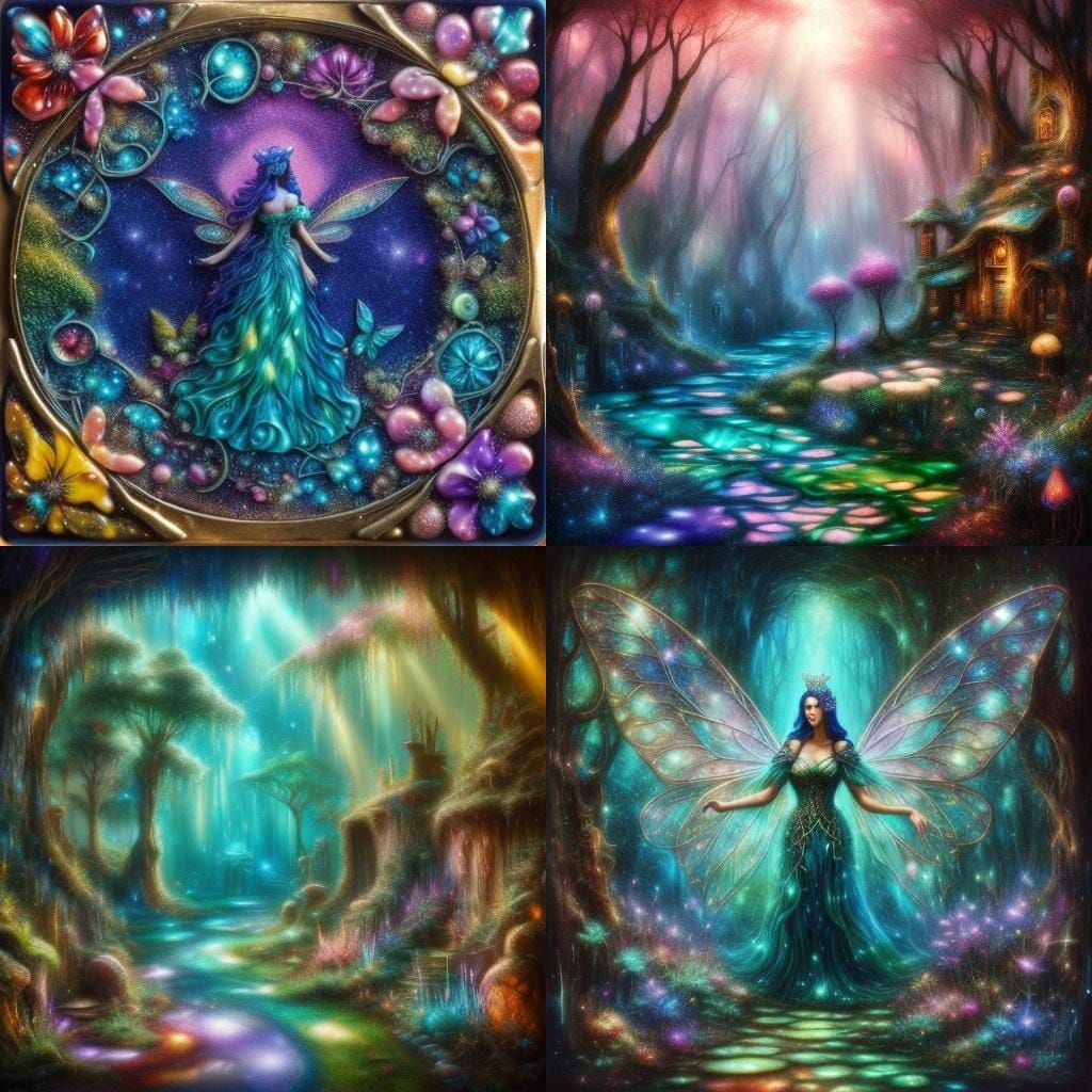 Whimsical Valley, FAIRY SANCTUARY, SPARKLING, (Sfumato, enca...
