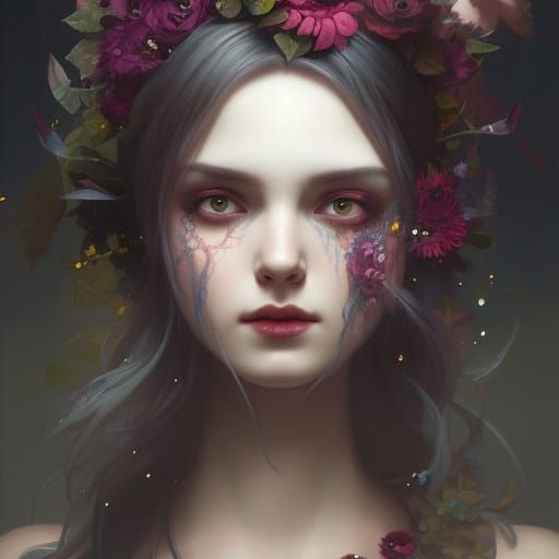 Goth Flower Maiden - AI Generated Artwork - NightCafe Creator